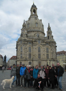 Tour and city guide. The landmark of Dresden: the Frauenkirche and a fantastic group..